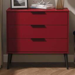 Crowndale Hong Kong 3 Drawer Red Matt Chest of Drawers Ready Assembled - Wilko - thumbnail 1