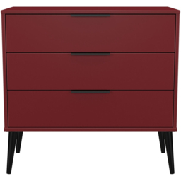 Crowndale Hong Kong 3 Drawer Red Matt Chest of Drawers Ready Assembled - Wilko - thumbnail 3