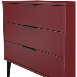 Crowndale Hong Kong 3 Drawer Red Matt Chest of Drawers Ready Assembled - Wilko - thumbnail 6