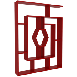 Decorotika Labrina 12 Shelf Red Hexagonal Geometric Bookcase - Size: 134 x 134 x 22cm - Wilko - thumbnail 3