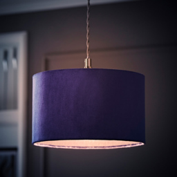 ValueLights Reni Navy Velvet Small Drum Ceiling Lamp Shade 25cm - Size: 15 x 25 x 25cm - Blue - Wilko - thumbnail 7