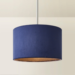 ValueLights Reni Navy Velvet Small Drum Ceiling Lamp Shade 25cm - Size: 15 x 25 x 25cm - Blue - Wilko - thumbnail 6