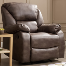 Home Detail Enoch Single Seater Brown Faux Leather Manual Recliner Sofa - Wilko - thumbnail 1