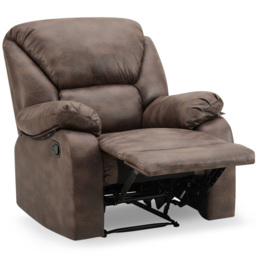 Home Detail Enoch Single Seater Brown Faux Leather Manual Recliner Sofa - Wilko - thumbnail 7