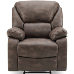 Home Detail Enoch Single Seater Brown Faux Leather Manual Recliner Sofa - Wilko - thumbnail 4
