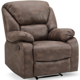 Home Detail Enoch Single Seater Brown Faux Leather Manual Recliner Sofa - Wilko - thumbnail 3