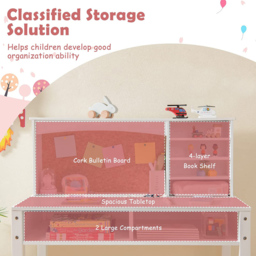 Costway Kids Desk and Chair Set with Hutch White - Size: 89 x 47 x 15cm - Wilko - thumbnail 7