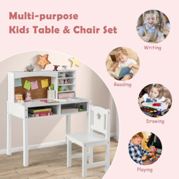 Costway Kids Desk and Chair Set with Hutch White - Size: 89 x 47 x 15cm - Wilko - thumbnail 6