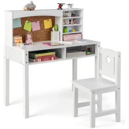 Costway Kids Desk and Chair Set with Hutch White - Size: 89 x 47 x 15cm - Wilko - thumbnail 4