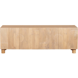 IH Design Ajmer 4 Door Solid Wood Large Low Board TV Cabinet - Size: 60 x 170 x 40cm - Brown - Wilko - thumbnail 3