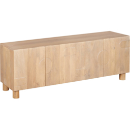 IH Design Ajmer 4 Door Solid Wood Large Low Board TV Cabinet - Size: 60 x 170 x 40cm - Brown - Wilko - thumbnail 5