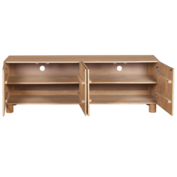 IH Design Ajmer 4 Door Solid Wood Large Low Board TV Cabinet - Size: 60 x 170 x 40cm - Brown - Wilko - thumbnail 4