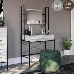 Vida Designs Brooklyn Single Drawer Grey Industrial Vanity Dressing Table with Mirror - Size: 40 x 83 x 150cm - Wilko - thumbnail 6
