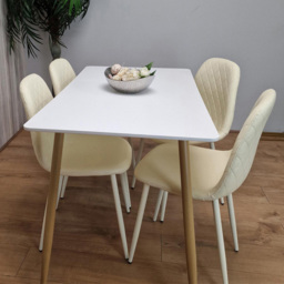 Portland 4 Seater Faux leather Dining Set White and Cream - Multi - Wilko - thumbnail 4