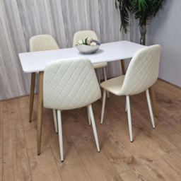 Portland 4 Seater Faux leather Dining Set White and Cream - Multi - Wilko - thumbnail 5