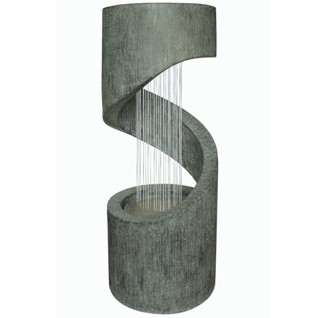 My Garden Grey Polyresin Twirl Fountain with LED Light - Size: 79 x 31 x 31cm - Wilko - image 1