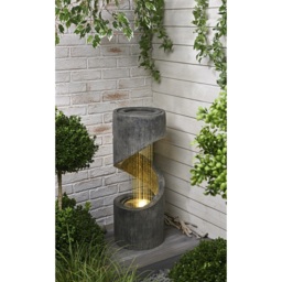 My Garden Grey Polyresin Twirl Fountain with LED Light - Size: 79 x 31 x 31cm - Wilko - thumbnail 4