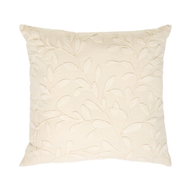 Serenity Leaf Embroidered Cushion Cream - Divante - Wilko - image 1
