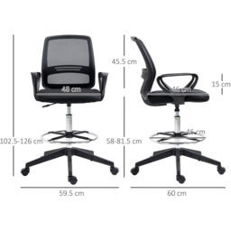 Portland Black Mesh Swivel Tall Back Office Chair - Size: 59 x 60 x 102cm - Wilko - thumbnail 4