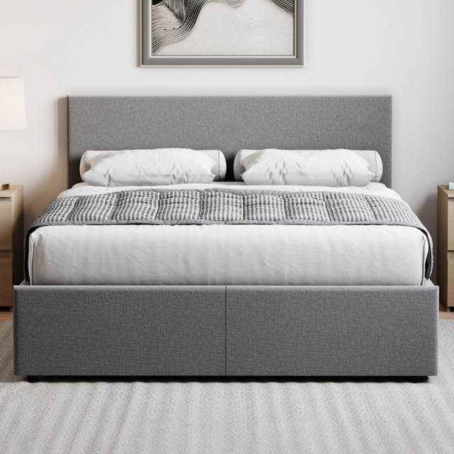 Vida Designs Veronica Double Dark Grey Linen Ottoman Bed with Gel Memory Foam Mattress - Wilko - image 1