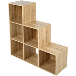 Jane 6 Shelf Oak Ladder Cube Storage Unit - Brown - Home Garden Direct - Wilko - thumbnail 6