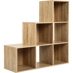 Jane 6 Shelf Oak Ladder Cube Storage Unit - Brown - Home Garden Direct - Wilko - thumbnail 5