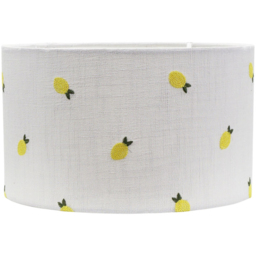 ValueLights Brae Natural White Lemon Embroidered Small Drum Lamp Shade - Cream - Wilko