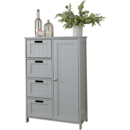 GFW Single Door 4 Drawer Grey Colonial Floor Cabinet - Size: 30 x 55 x 82cm - Wilko - thumbnail 3