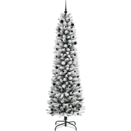 vidaXL Pre-Lit Warm White LED and Black Baubles White Artificial Christmas Tree with Stand 7.8ft - Wilko - thumbnail 5