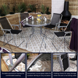 Samuel Alexander 4 Seater Garden Patio Dining Set - Black - Wilko - thumbnail 5