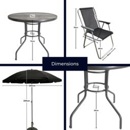 Samuel Alexander 4 Seater Garden Patio Dining Set - Black - Wilko - thumbnail 7
