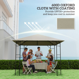 Outsunny 3 x 3m Grey Gazebo Canopy Replacement Cover with Drain Holes - Wilko - thumbnail 7