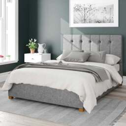 Aspire Hepburn Double Grey Saxon Twill Ottoman Bed - Aspire Beds - Wilko