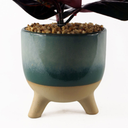 Leaf Ficus Artificial Tree in Teal Blue Green Ceramic Planter 35cm - Size: 35 x 30 x 30cm - Wilko - thumbnail 4