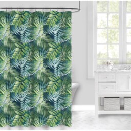 Jungle Leaf Shower Curtain 180 x 180cm - Wilko - thumbnail 1