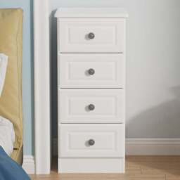 Crowndale Pembroke 4 Drawer Matt White Bedside Cabinet Ready Assembled - White Matt - Wilko - thumbnail 1
