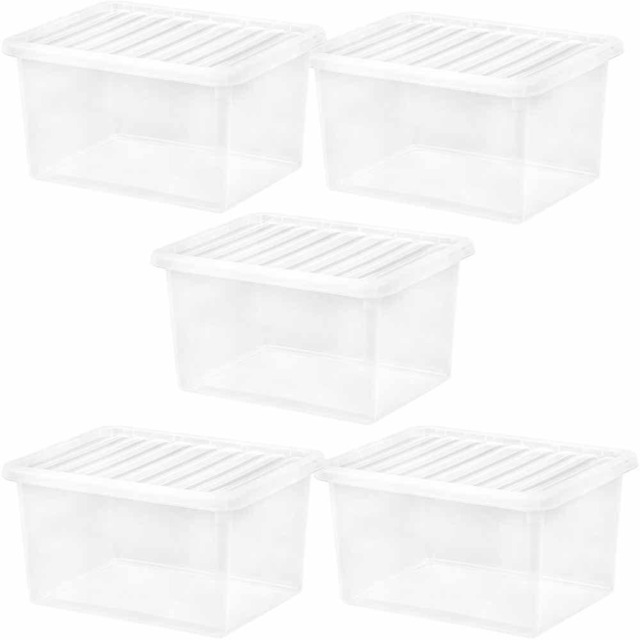 Wham 37L Clear Crystal Box and Lid Pack of 5 - Size: 50 x 43 x 55cm - Wilko - image 1