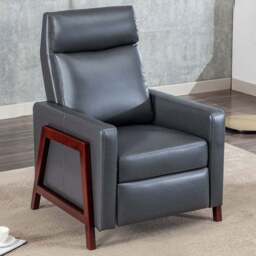 Furniture Online Seattle Black Bonded Leather Manual Recliner Chair - Size: 105 x 80 x 85cm - Grey - Wilko - thumbnail 1