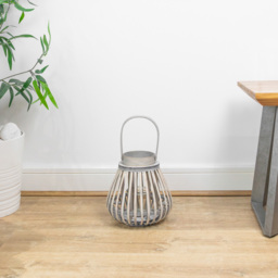 JVL Luna Grey Wash Natural Willow Wood Bulb Shaped Lantern with Wooden Handle 2 Pack - Size: 21.5 x 21.5 x 21.5cm - Wilko - thumbnail 3
