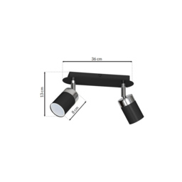 Milagro Joker Black and Chrome 2 Spotlight Ceiling Lamp 230V - Size: 5 x 24 x 17cm - Wilko - thumbnail 7