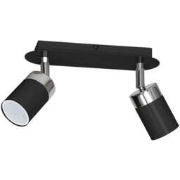 Milagro Joker Black and Chrome 2 Spotlight Ceiling Lamp 230V - Size: 5 x 24 x 17cm - Wilko - thumbnail 1