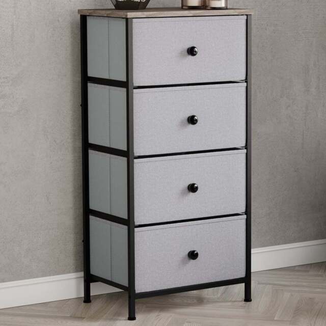 Vida Designs Chorley 4 Drawer Beige and Grey Wood Fabric Chest of Drawer - Brown - Wilko - image 1