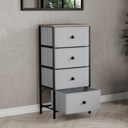 Vida Designs Chorley 4 Drawer Beige and Grey Wood Fabric Chest of Drawer - Brown - Wilko - thumbnail 5
