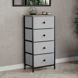 Vida Designs Chorley 4 Drawer Beige and Grey Wood Fabric Chest of Drawer - Brown - Wilko - thumbnail 4