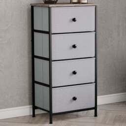 Vida Designs Chorley 4 Drawer Beige and Grey Wood Fabric Chest of Drawer - Brown - Wilko