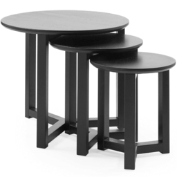 Julian Bowen Nidri Black Oak Nest of Tables Set of 3 - Wilko - thumbnail 3