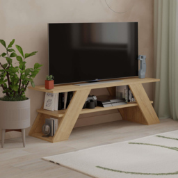 Decortie Farfalla Single Shelf Oak Modern TV Unit - Size: 40 x 120 x 33.5cm - Cream - Wilko - thumbnail 6