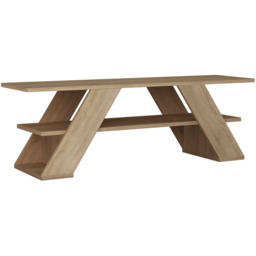 Decortie Farfalla Single Shelf Oak Modern TV Unit - Size: 40 x 120 x 33.5cm - Cream - Wilko - thumbnail 3