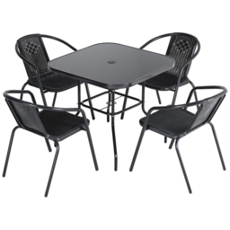 Living and Home Wicker 4 Seater Black Square Patio Set - Wilko - thumbnail 3