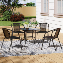 Living and Home Wicker 4 Seater Black Square Patio Set - Wilko - thumbnail 1